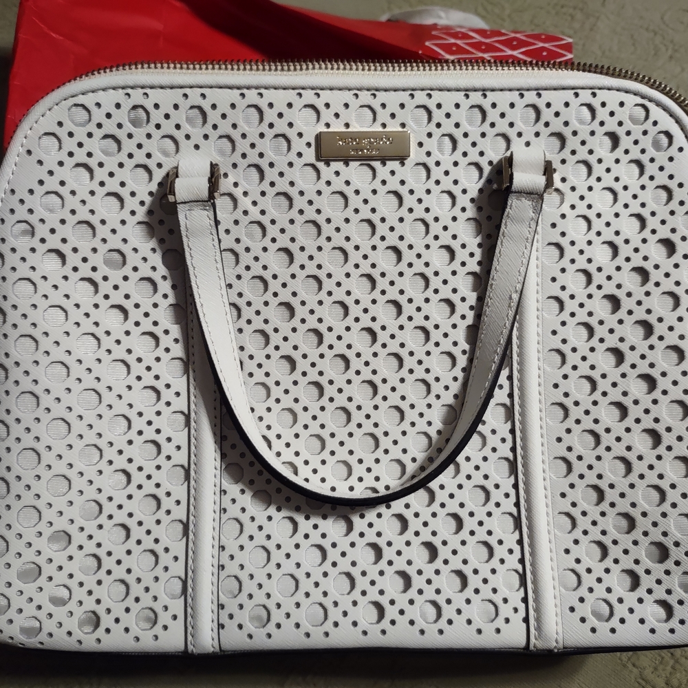 Kate Spade White Perforated Shoulder Bag
